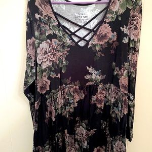 Torrid Long-Sleeve, Black Tunic Shirt